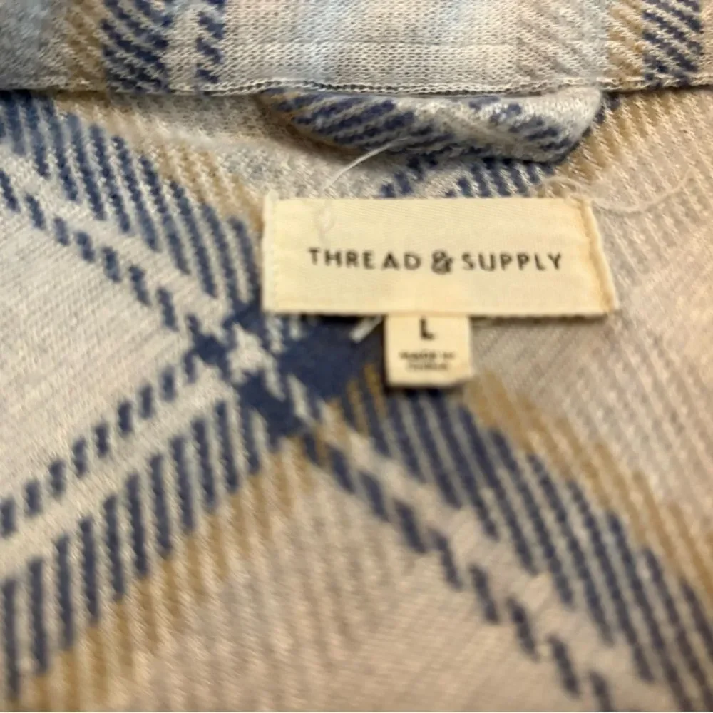 Thread & Supply Soft Plaid Blue/Beige Button Down Shirt